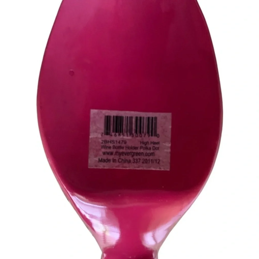 EVERGREEN Green & Pink Polka Dot Polystone Resin Wine Holder